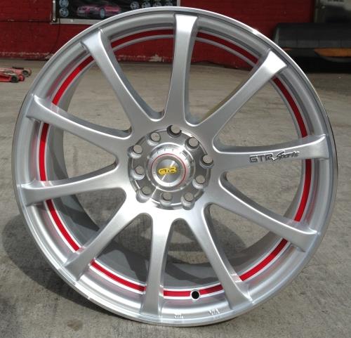 GTR RACING-707 SILVER/MACHINE LIP W/ RED LINE 17X7.0 4X100/4X4.5 +38 (SMCL)